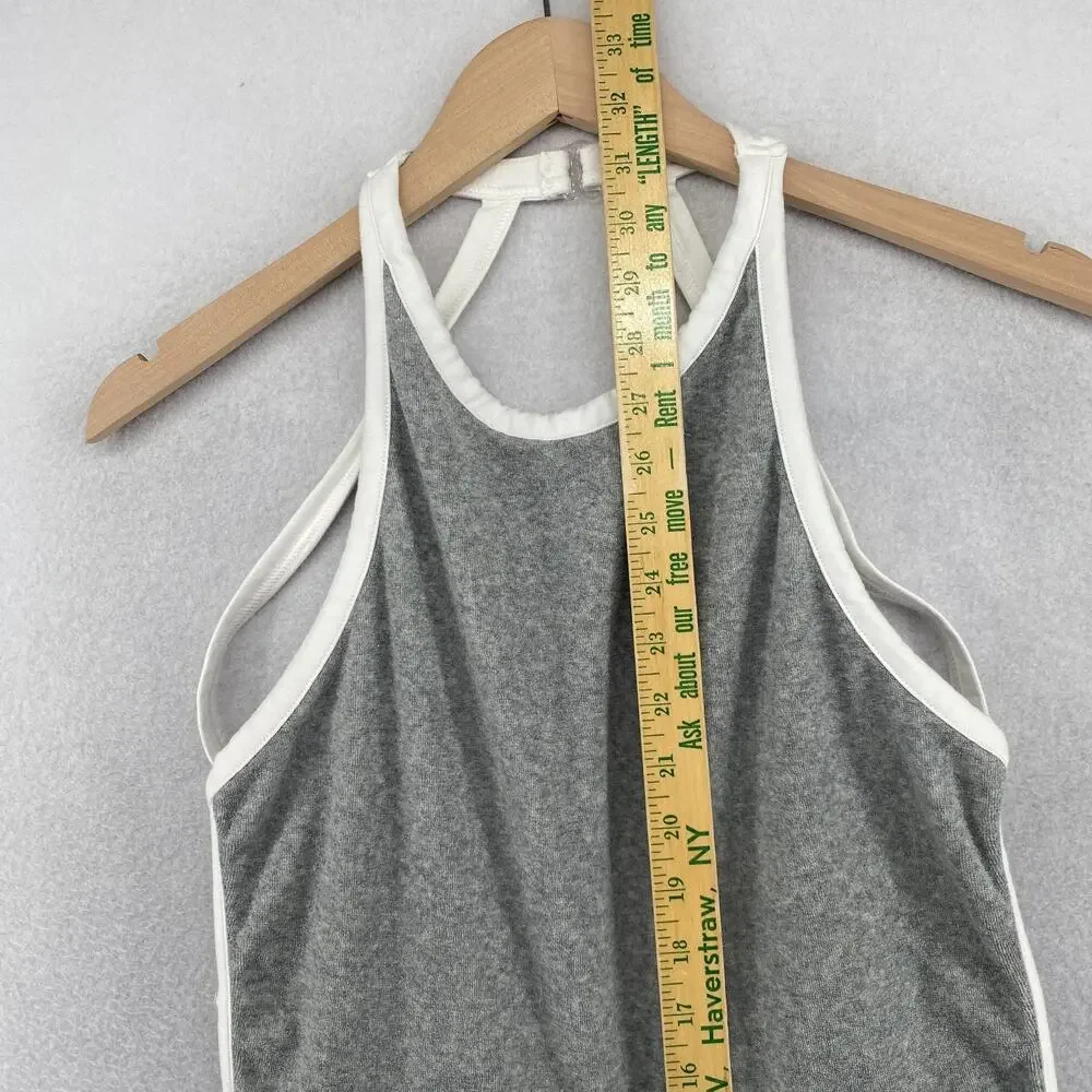 FREE PEOPLE Romper S FP Movement Ringleader Terry Runsie Halter Backless Gray - Picture 14 of 16